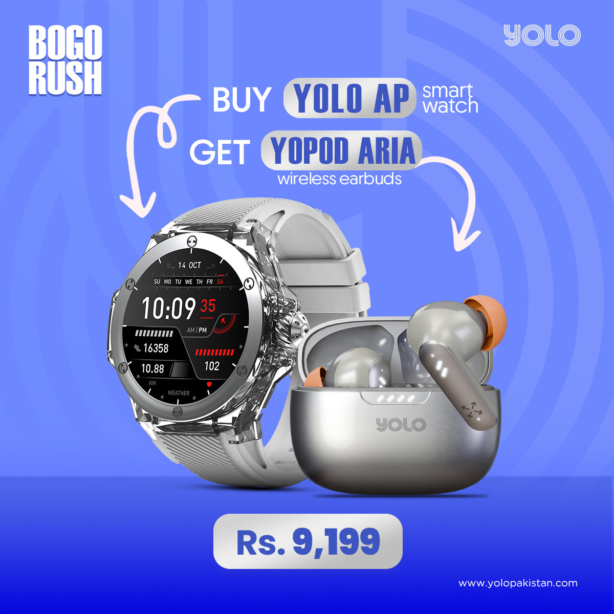 A.P Smartwatch - BOGO Offer: Free Yopod Aria Earbuds