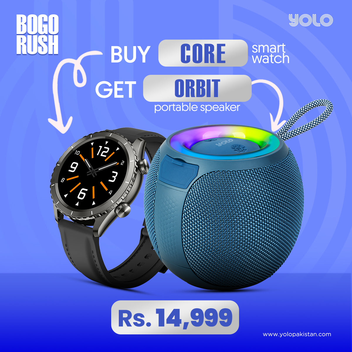 Core Smartwatch - BOGO Offer: Free Orbit Wireless Speaker
