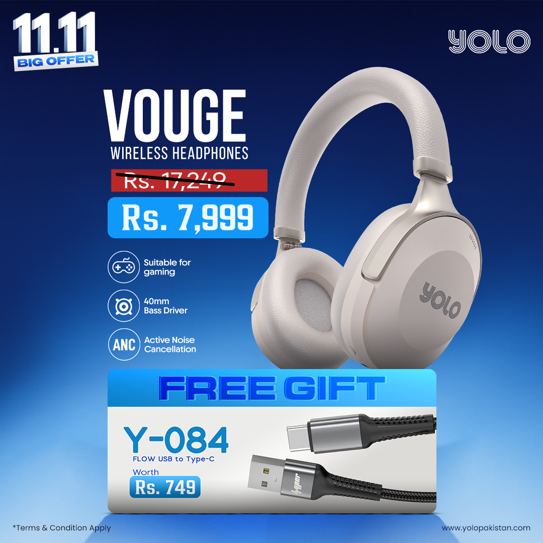 Vogue Wireless Headphone (Free Gift: Y-084 Handsfree)