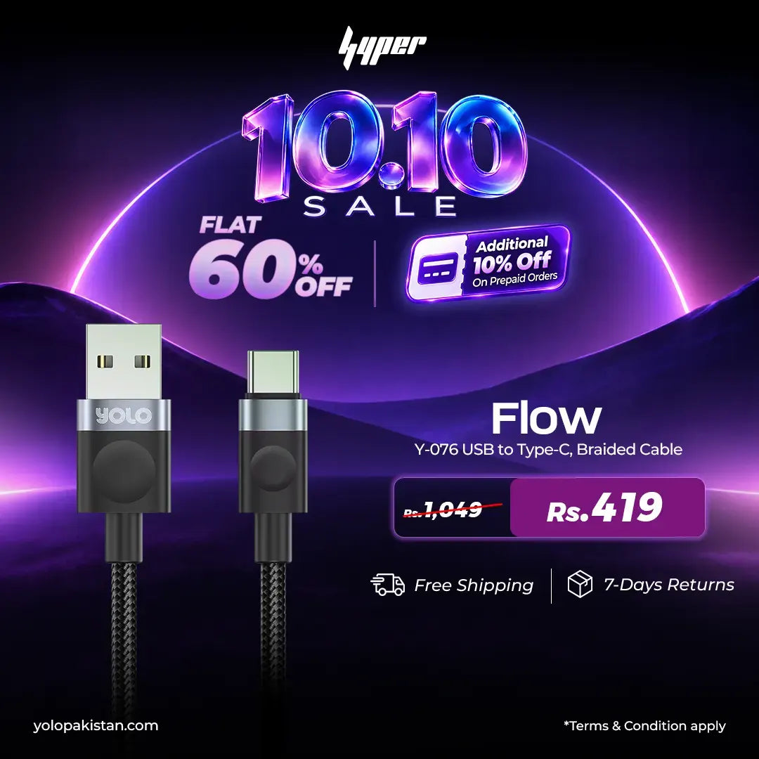 Flow USB to Type-C Fast Charging Cable (Y-076)