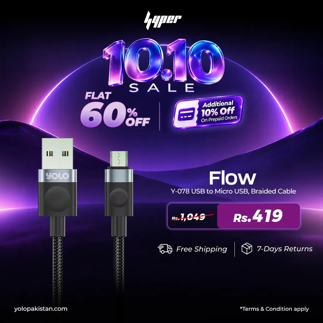 Flow USB to Micro-USB Fast Charging Cable (Y-078)