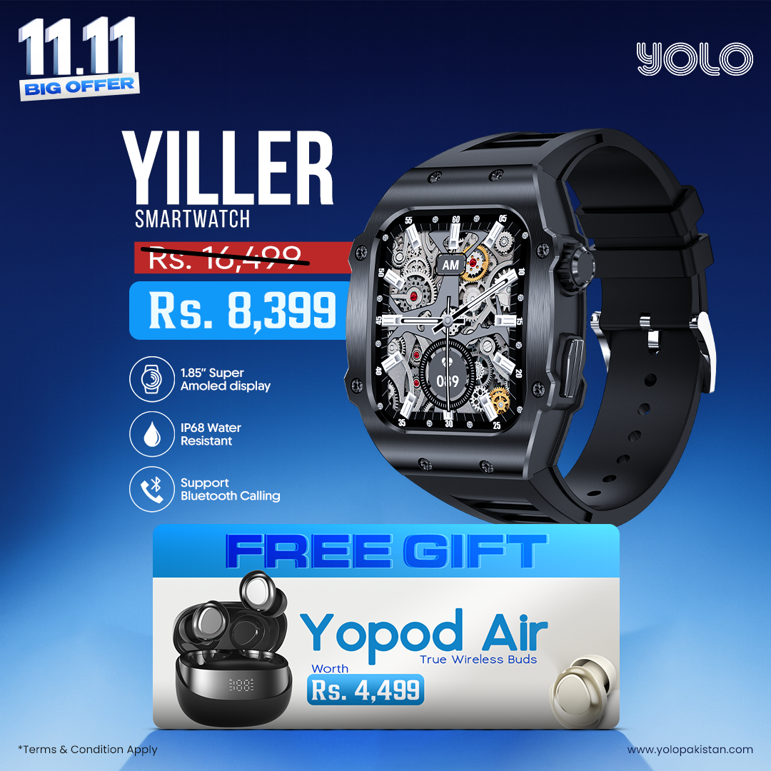 Yiller Smartwatch (Free Gift: Yopod Air Earbuds)
